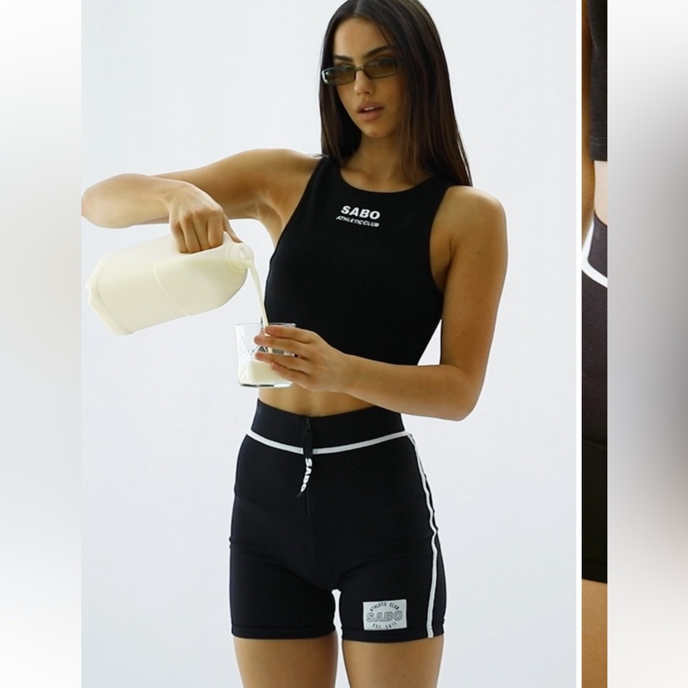 SABO Skirt Athletic Club Black Crop Top and Biker Shorts Set